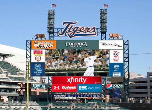 New Comerica Park scoreboard